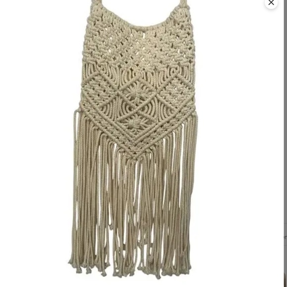 Urban Outfitters ecote Boho macrame crochet Braids Tassels Fringe Festival Bag - Picture 2 of 11